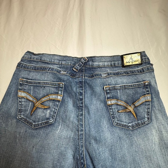 Baby Phat Women's Jeans Size 18 Flare Bootcut Blue Denim Stretch Y2K Distressed - Picture 5 of 12